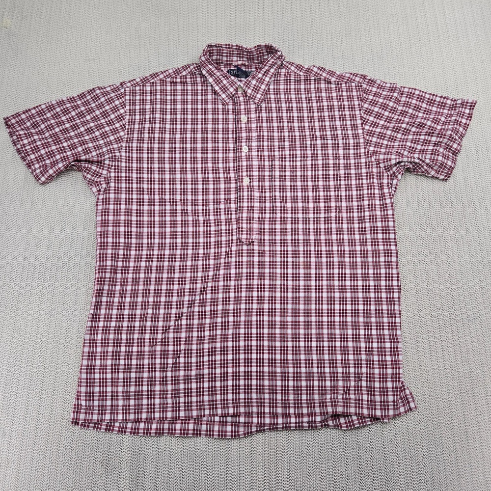 Structure Shirt Mens Medium Red White Check Short Sleeve Button Down Up